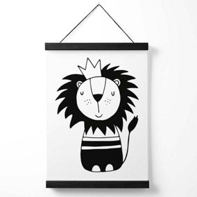 Cute Black Lion Scandi Animal Medium Poster with Black Hanger