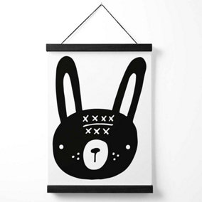 Cute Black Rabbit Scandi Animal Medium Poster with Black Hanger