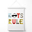 Cute Boys Rule Scandi Quote Poster with Hanger / 33cm / White