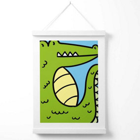 Cute Cartoon Style Crocodile Poster with Hanger / 33cm / White