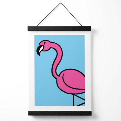 Cute Cartoon Style Flamingo Medium Poster with Black Hanger