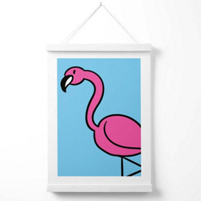 Cute Cartoon Style Flamingo Poster with Hanger / 33cm / White