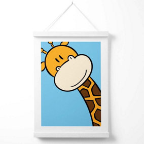 Cute Cartoon Style Giraffe Face Poster with Hanger / 33cm / White