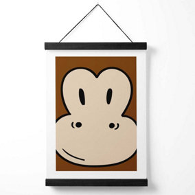 Cute Cartoon Style Monkey Face Medium Poster with Black Hanger