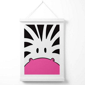 Cute Cartoon Style Zebra Face Poster with Hanger / 33cm / White
