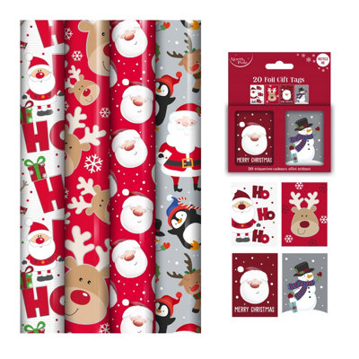 4 x 8m Christmas Gift Wrapping Paper Rolls Traditional Christmas character