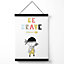 Cute Colourful Be Brave Little Boy Scandi Quote Medium Poster with Black Hanger