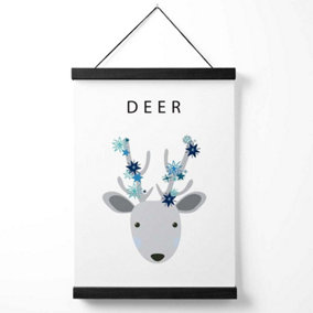 Cute Deer with Blue Stars  Medium Poster with Black Hanger