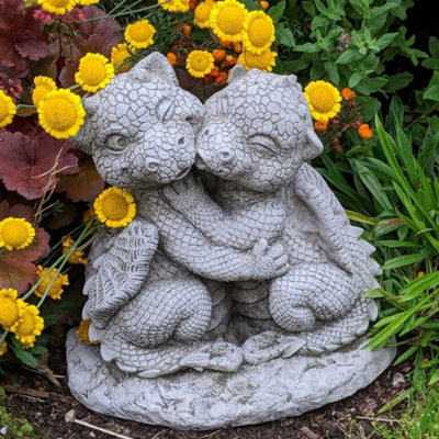 Cute 'Dragon Lovers' Small Garden Ornament