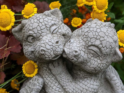 Cute 'Dragon Lovers' Small Garden Ornament