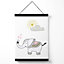 Cute Elephant Scandi Animal Medium Poster with Black Hanger