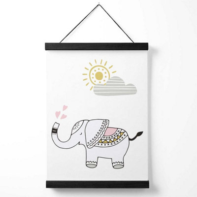 Cute Elephant Scandi Animal Medium Poster with Black Hanger