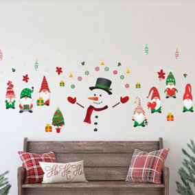 Cute Gnomes and Snowman Wall Stickers Living room DIY Home Decorations
