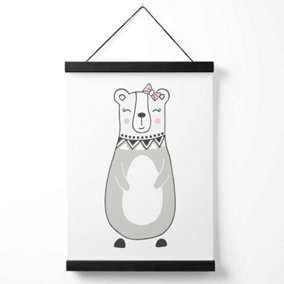 Cute Grey Mama Bear Scandi Animal Medium Poster with Black Hanger
