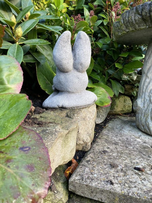 Cute Half Bunny stone garden ornament