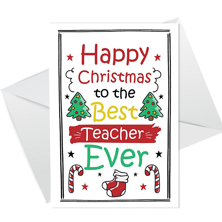 Cute Happy Christmas Card For Teacher Nursery Preschool School | DIY at B&Q