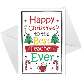 Cute Happy Christmas Card For Teacher Nursery Preschool School