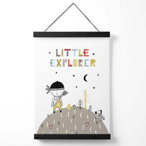 Cute Little Boy Explorer Scandi Quote Medium Poster with Black Hanger