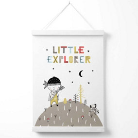 Cute Little Boy Explorer Scandi Quote Poster with Hanger / 33cm / White