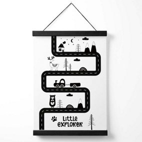 Cute Little Explorer Map Scandi  Medium Poster with Black Hanger
