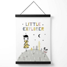Cute Little Girl Explorer Scandi Quote Medium Poster with Black Hanger