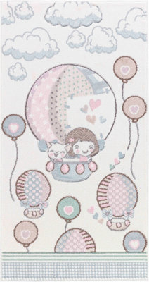 CUTE LOON Kids Modern Beige/Pink Bedroom Area Rug 80 x 150 cm