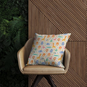 Cute Pastel Jungle Animals Outdoor Cushion 60cm x 60cm