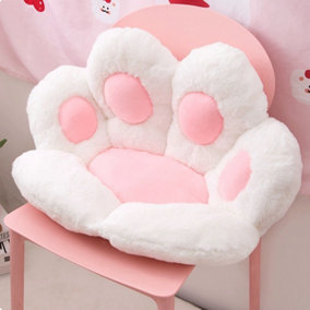 Cute Plush Seat Pad Cushion Cat Paw Cushion Lazy Sofa Seat Cushion White L 70 x W 60 cm