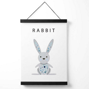 Cute Rabbit with Blue Stars  Medium Poster with Black Hanger