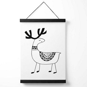 Cute Reindeer Scandi Animal Medium Poster with Black Hanger