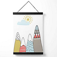 Cute Scandi Mountains  Medium Poster with Black Hanger