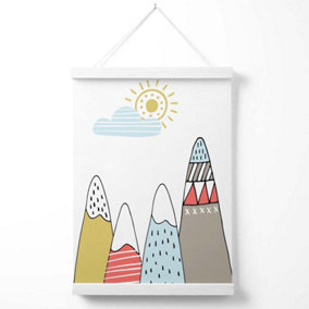 Cute Scandi Mountains  Poster with Hanger / 33cm / White