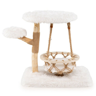 Cute Solid Wood Cat Tree Natural Branch Modern Kitten Tower