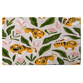 cute tigers and tropical leaves and flowers (Bath Towel) / Default Title