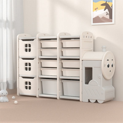 Cute Toys Storage Rack for Kids Floor Standing Train 129 x 85cm