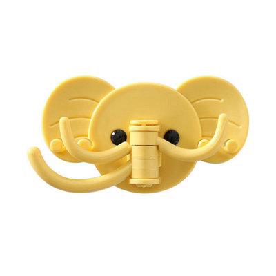 Cute Wall-Mounted Elephant Head Hooks:Self-Adhesive ABS Decor for Home,Bathroom,Bedroom,and Kitchen