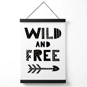 Cute Wild and Free Scandi Quote Medium Poster with Black Hanger