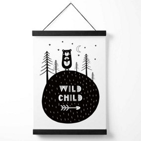 Cute Wild Child Scandi Quote Medium Poster with Black Hanger