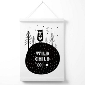 Cute Wild Child Scandi Quote Poster with Hanger / 33cm / White