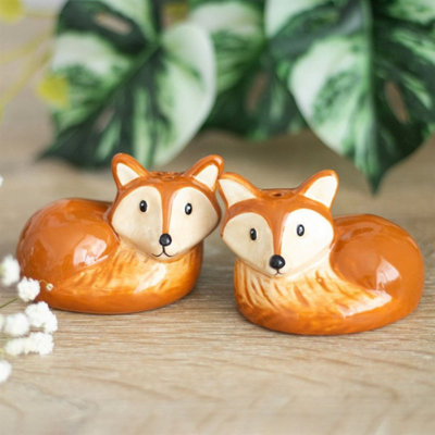 Cute Woodland Fox Salt & Pepper Shakers - Ceramic Kitchen Decor