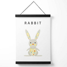 Cute Yellow Floral Rabbit  Medium Poster with Black Hanger