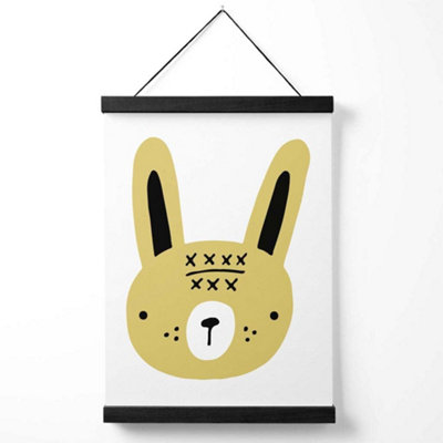 Cute Yellow Rabbit Scandi Animal Medium Poster with Black Hanger