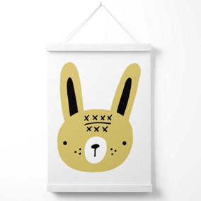Cute Yellow Rabbit Scandi Animal Poster with Hanger / 33cm / White
