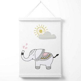 CuteElephant Scandi Animal Poster with Hanger / 33cm / White