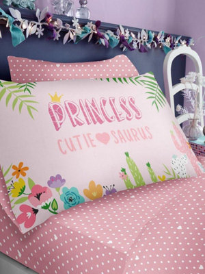 Cutie-Saurus Spots Single Fitted Sheet and Pillowcase Set