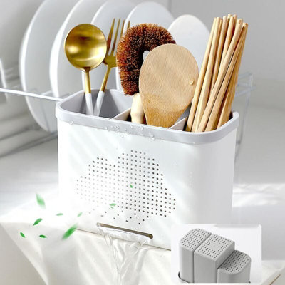 Cutlery Holder With Compartments, Cutlery Drip Tray, Kitchen