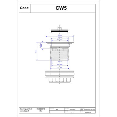 CW5 1.1/2in U/S Bath Waste CP plug
