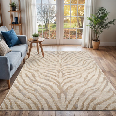 CYBELE Scandi Boho Zebra Light Grey Area Rug 160 x 220 cm