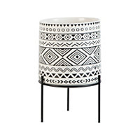 Cylindrical Bohemian Plant Pot with Black Metal Stand 165 x 175 mm
