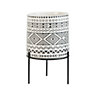 Cylindrical Bohemian Plant Pot with Black Metal Stand 165 x 175 mm